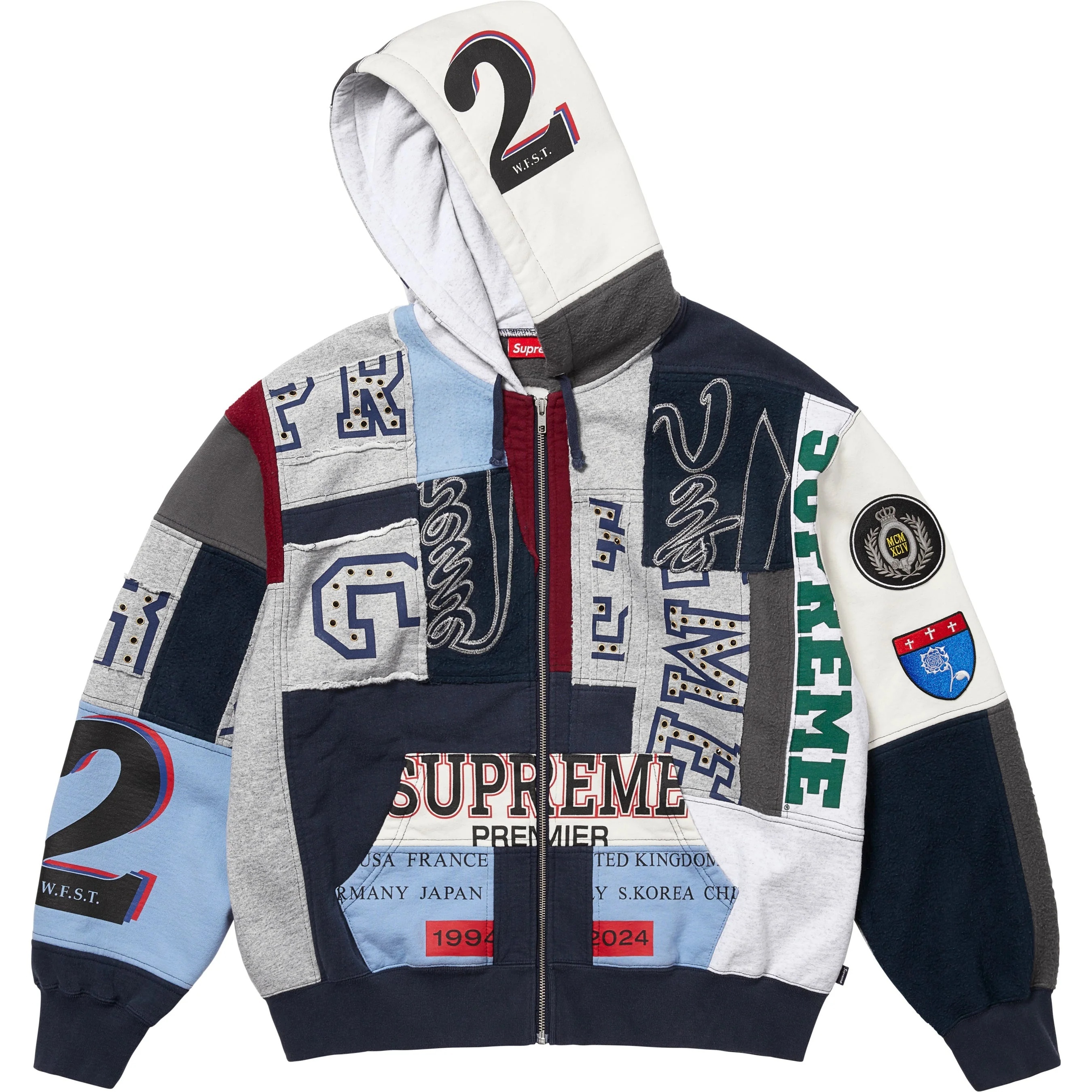 Patchwork Zip Up Hooded Sweatshirt view 9